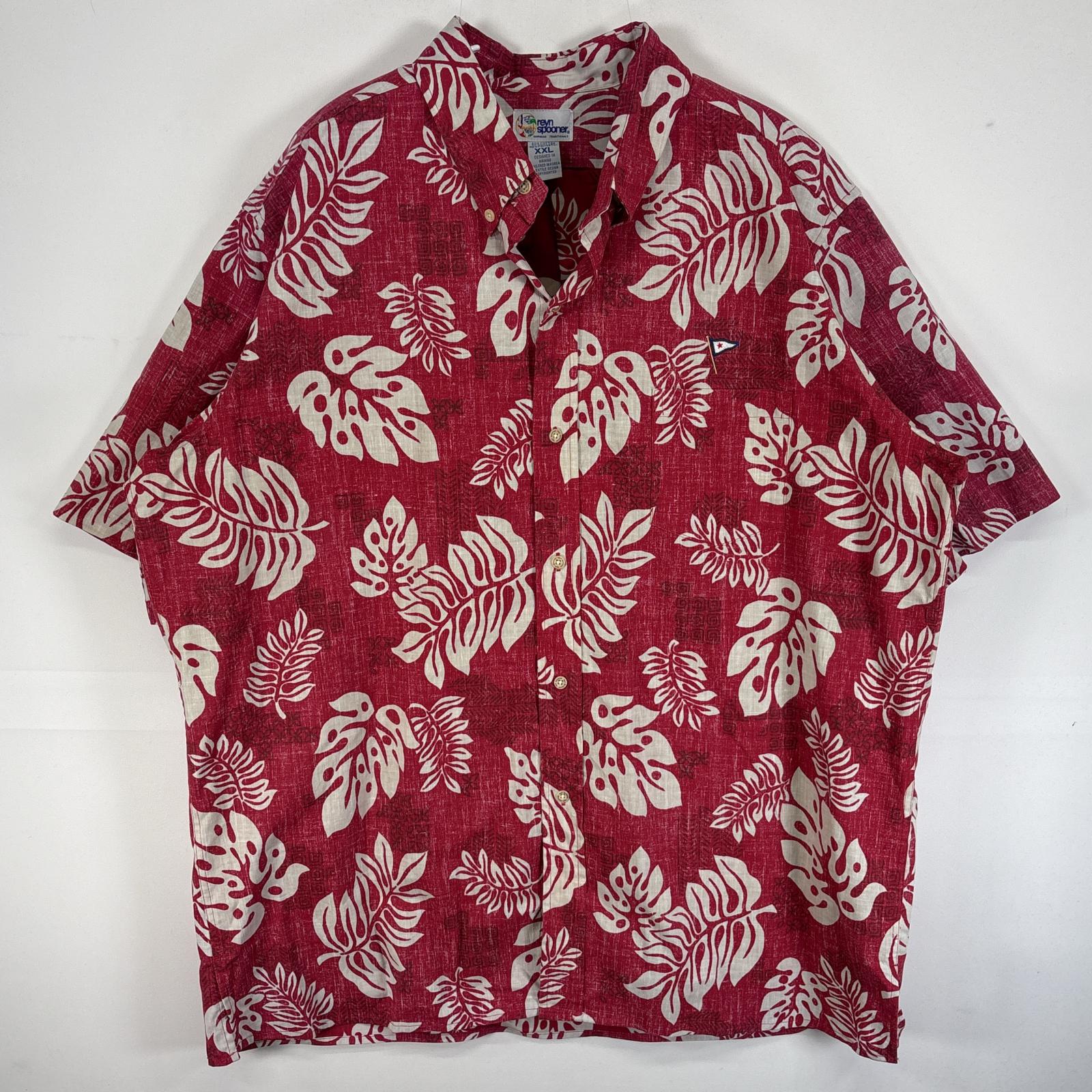古着 90s/90年代 半袖シャツ アロハ インサイドアウト 大きいサイズ 肉厚 XXL レッド 総柄 メンズ