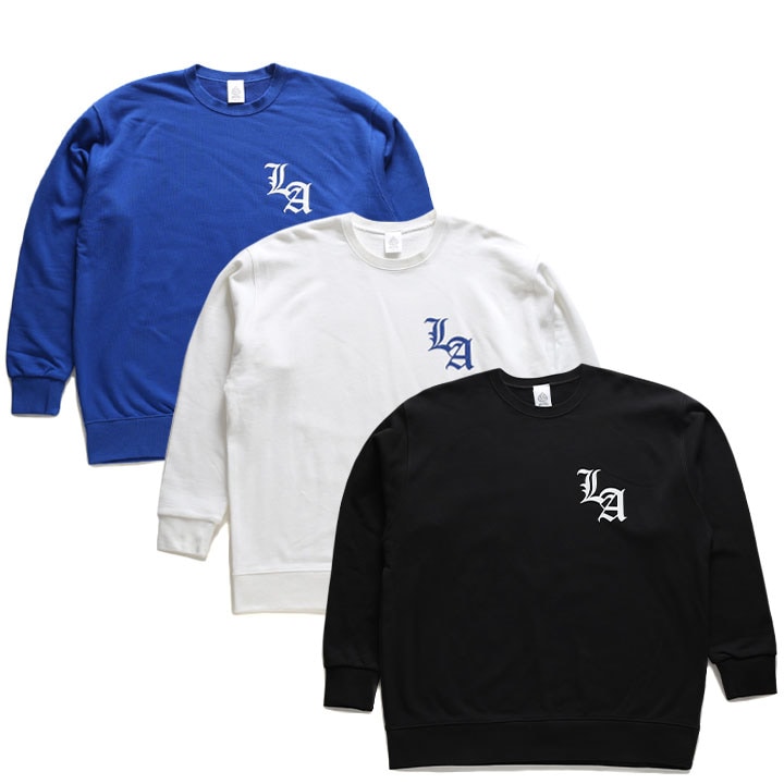 ACE FLAG トレーナー ブランド スケボー 長袖 スウェット 裏パイル メンズ 青/白/黒 大きいサイズ エースフラッグ トップス LA ロゴ ロサンゼルス