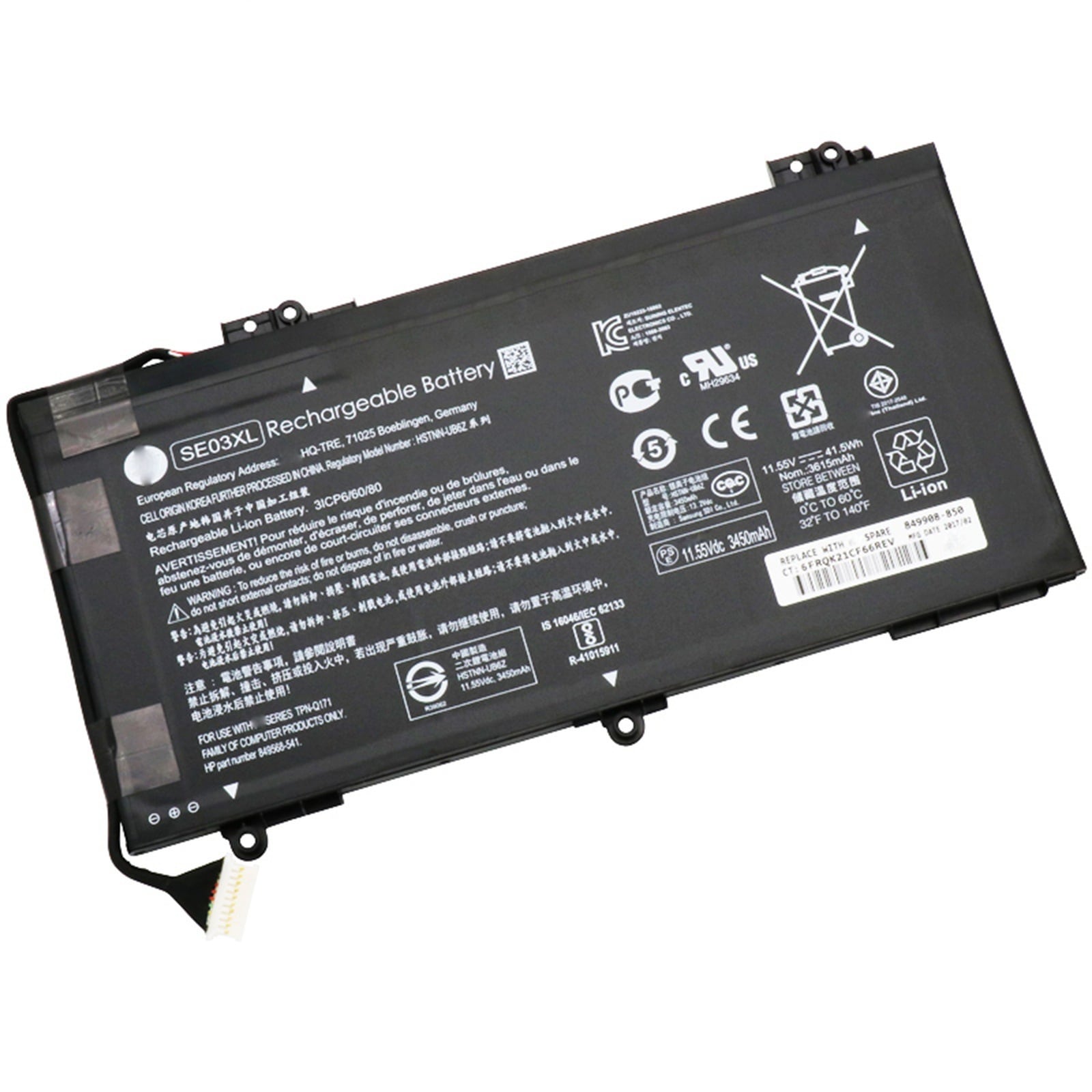 SE03XL 電池・HPノートパソコン互換 41.5Wh/3450mAh HSTNN-LB7G HSTNN-UB6Z TPN-Q171 SE03X 交換用のバッテリー dc909-A448