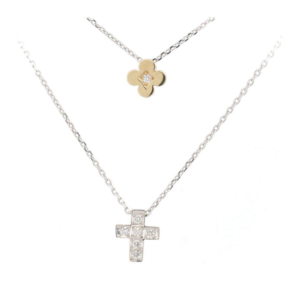 ミキモトペルリータ ダイヤモンド ネックレス 0.06ct K18WG(18金 ホワイトゴールド)/K18YG(18金 イエローゴールド) 質屋出品