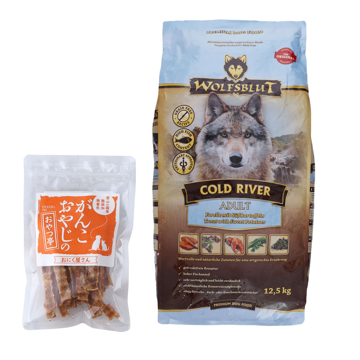 ウルフブラット アダルト コールドリバー（マスとスイートポテト） 12.5kg【国産たじま鶏ジャーキー40g付き】