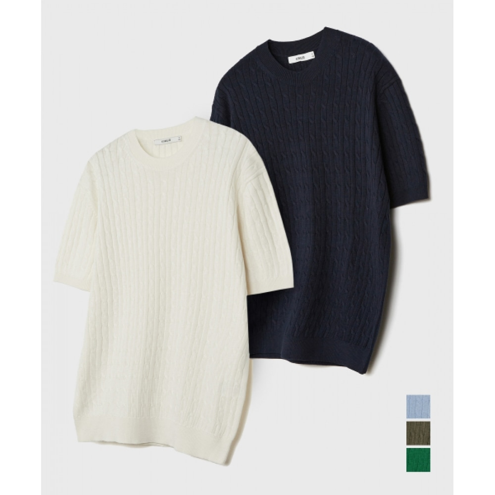 KIIMUIR コットンラウンドケーブルハーフニット_5 カラー