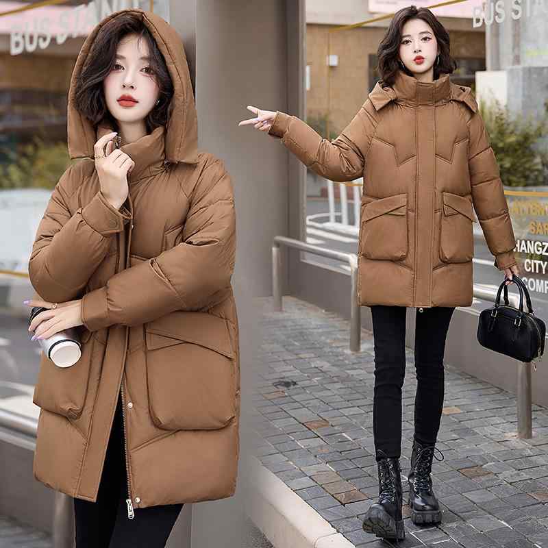 秋服 レディース ファッション オシャレ カワイイ シンプル 大人カワイイ 大きいサイズ ダウン コットン コート ミドル丈 冬 韓国ファッション ハイエンド コットンコート 厚手