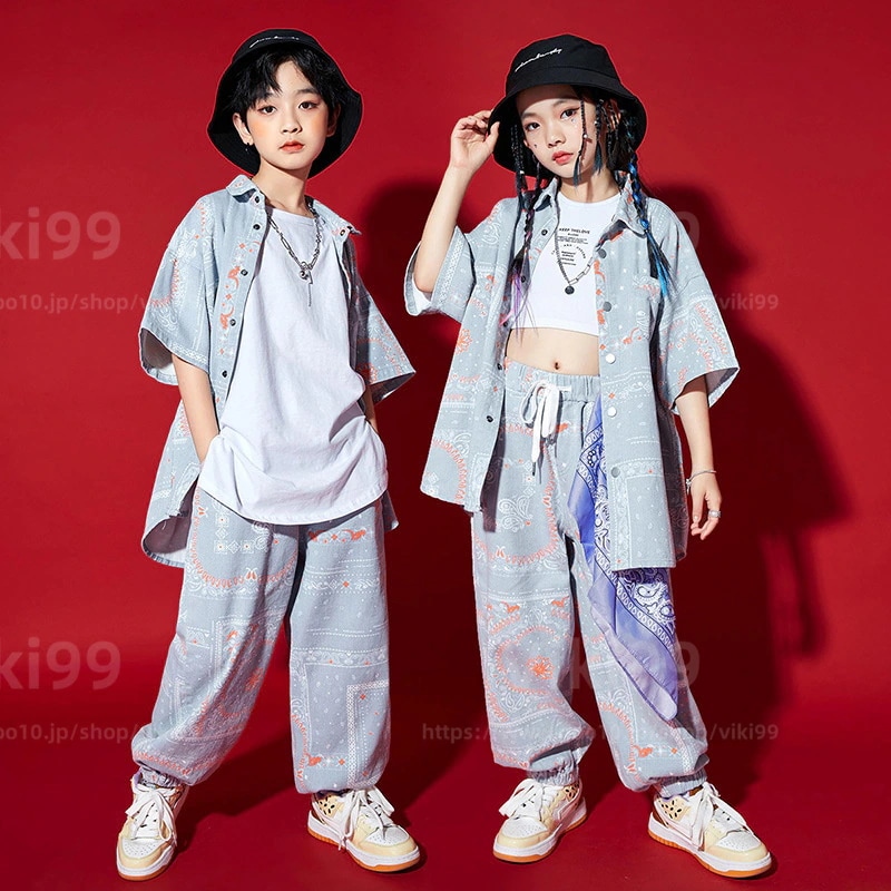 キッズダンス衣装 ヒップホップ 子供 ジュニア 男の子 女の子 ダンス衣装 団体 イベント 中学生30%までに制限