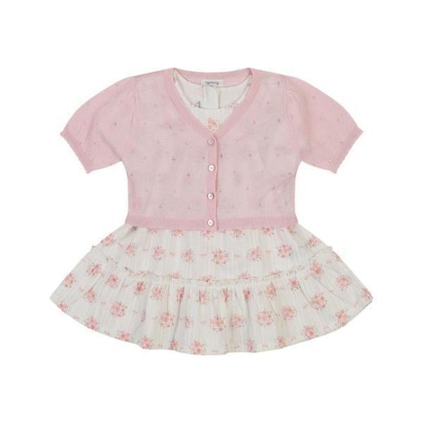 TC01 夏 ローラン半袖フラワーワンピース(カーディガン)(PINK)_ 01T32405858 (S49722709)
