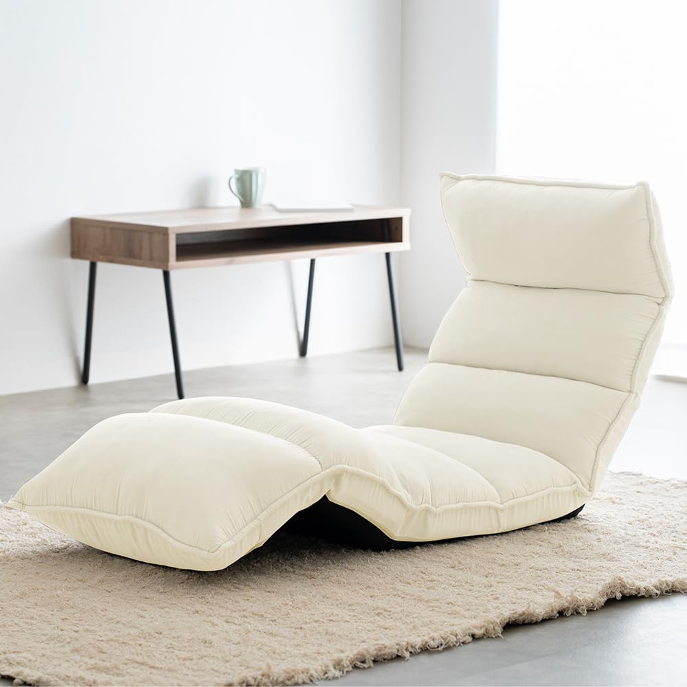 アイリスプラザ 座椅子 フロアチェア リクライニング 幅約51×奥行約110~166×高さ約16~69 NFC-02 アイボリー