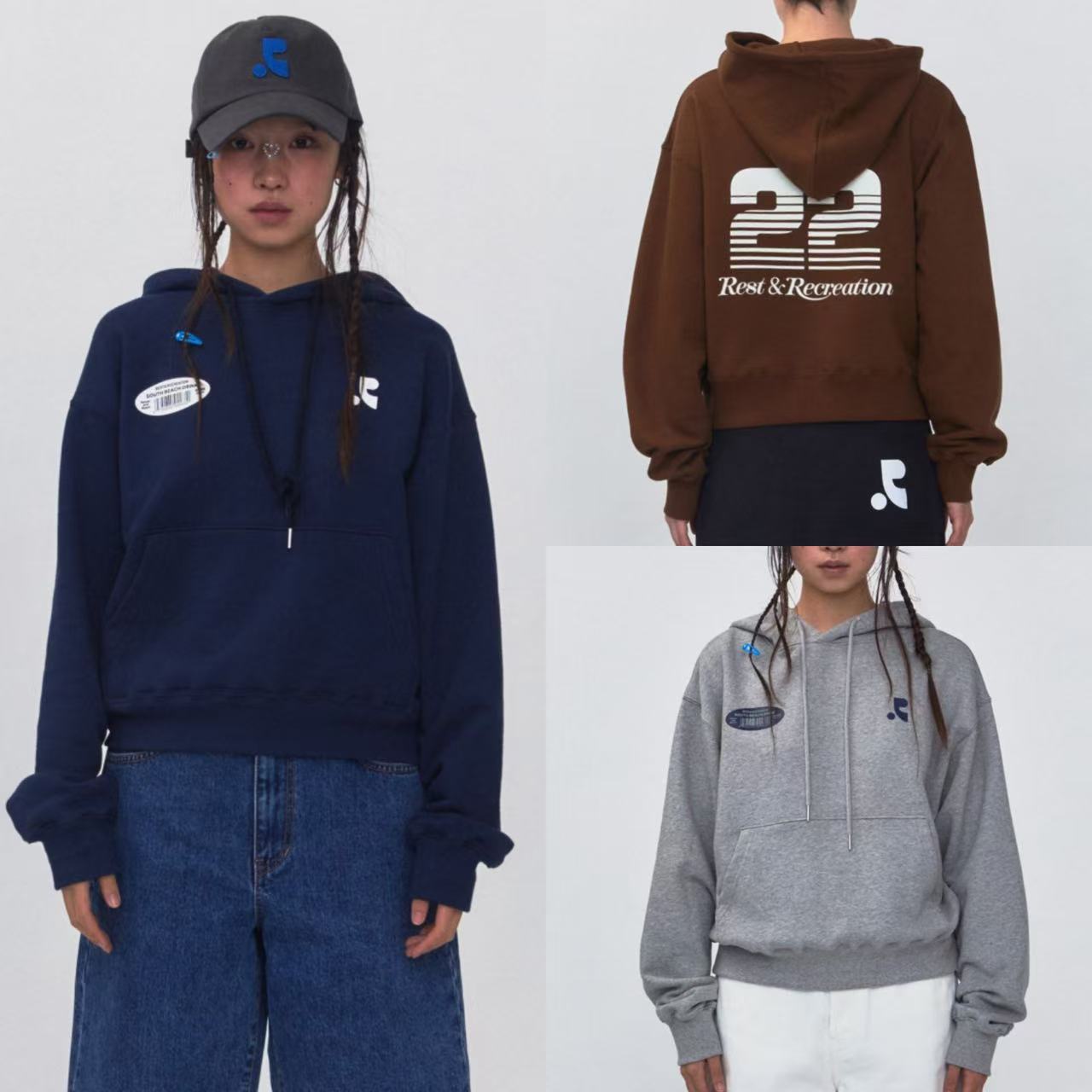 RR 22 LOGO CROPPED HOODIE