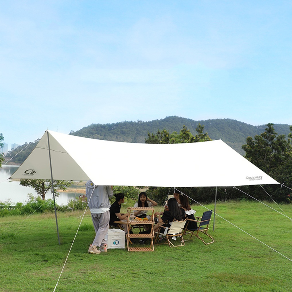 スクエアタープテント キャンプ 4-6人用 幅400/300cm アウトドア サンシェード 設営簡単 uvカット加工 防風防水撥水 折りたたみ 超軽量 キャリーバッグ付 コンパクト収納