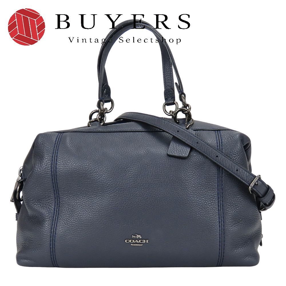 中古 ハンドバッグ F59325 レザー ネイビー 2WAY 斜め掛け レディース 女性