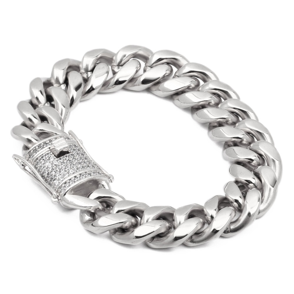 ステンレスCZ喜平ブレスレット 16mm [b146-s-16mm]