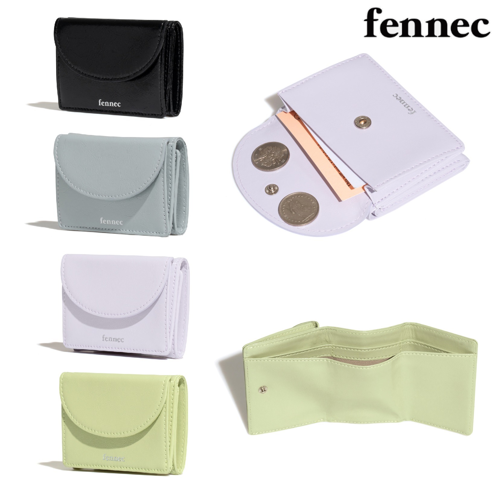 CRINKLE HALFMOON MINI WALLET 4色 コイン財布 カード財布 革財布 牛革 カップルアイテム 韓国人気 贈り物 カップル 新学期
