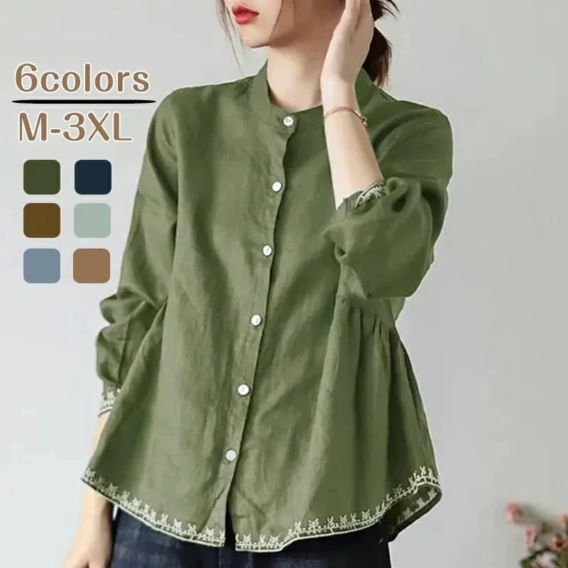 ガーゼ シャツ Ｔシャツ ブラウス レディース 綿麻シャツ トップス 前開き 七分袖 ゆったり おしゃれ ゆるシルエット フォーマル エレガント 柔らか 綿麻 カジュアル ナチュラル ビジネス