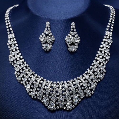 ネックレス セット 結婚式 1年無償修理保証 ウエディング アクセサリー クリスタルラインストーン