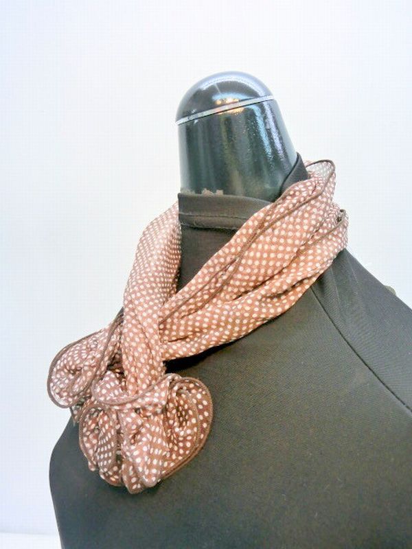 スカーフ ファッション小物 レディースファッション 日本製 手造り ワンタッチ 花付 水玉柄 手作り