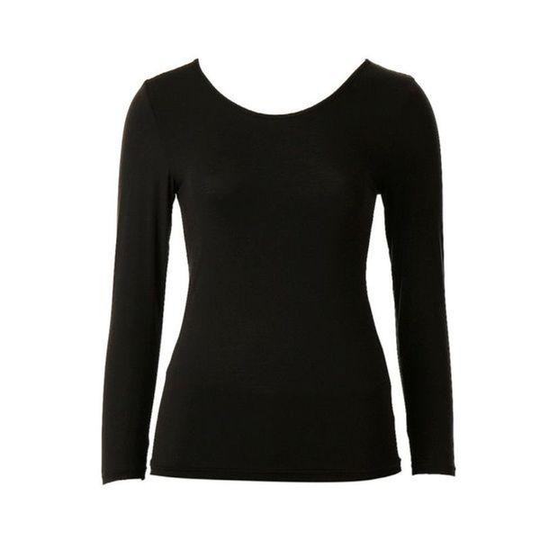 女)マイクロモダール100番手9分丈トップス単品(WLG4910C BK)[35501859]