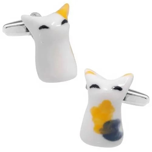 カフスボタン カフス ネコ 猫 白猫 ぶち猫 カフリンクス メンズアクセサリー