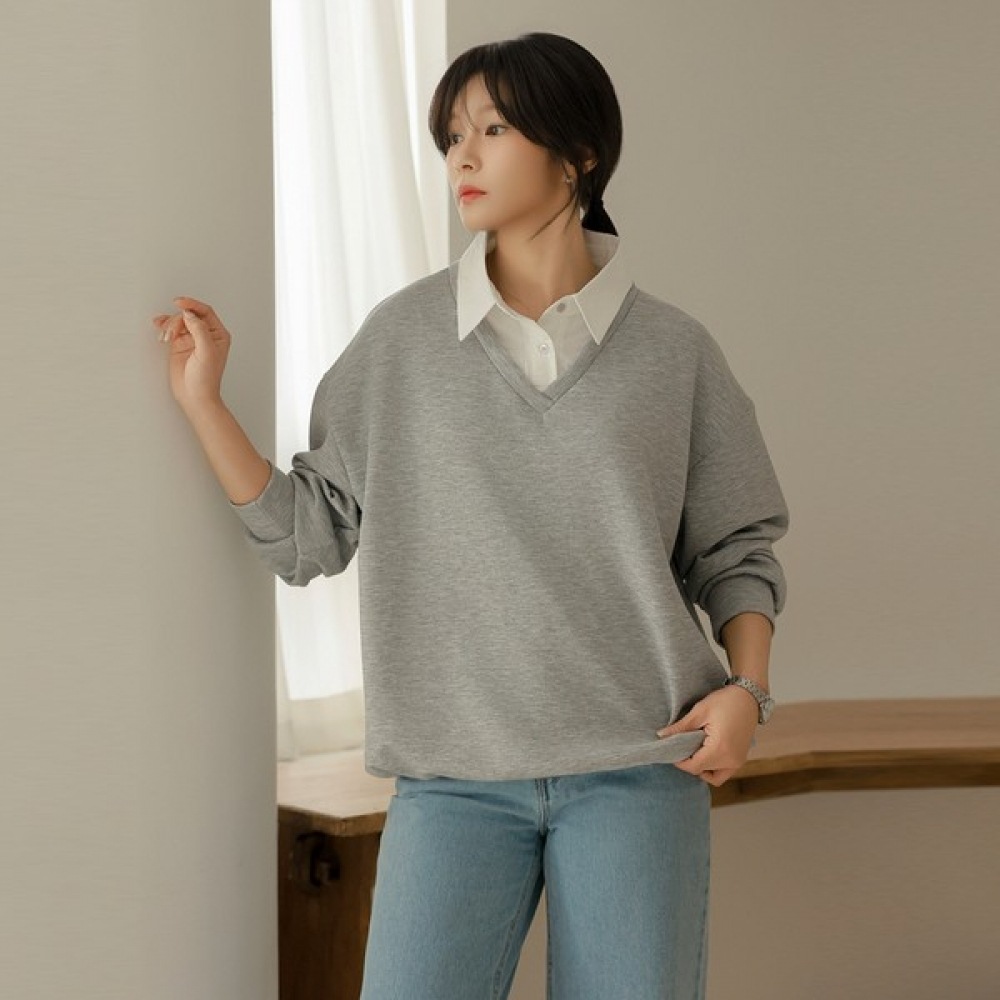 [Elysia] カースシャツレイヤードスウェットシャツ Tシャツ