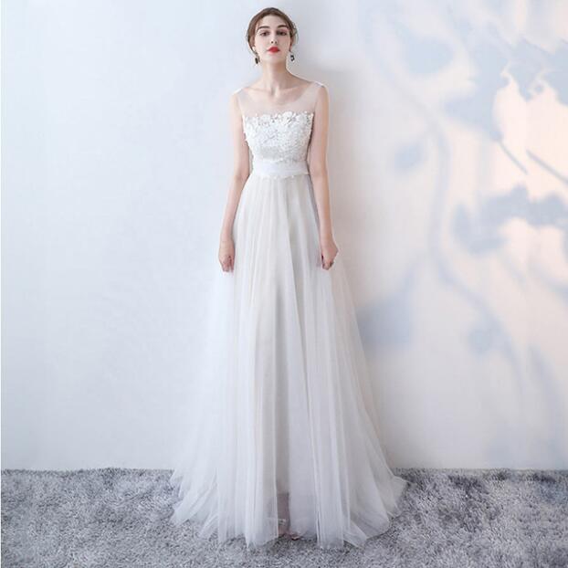 ウェディングドレス ノースリーブ レース ロングドレス 背中見せ サイドファスナー 撮影 ス