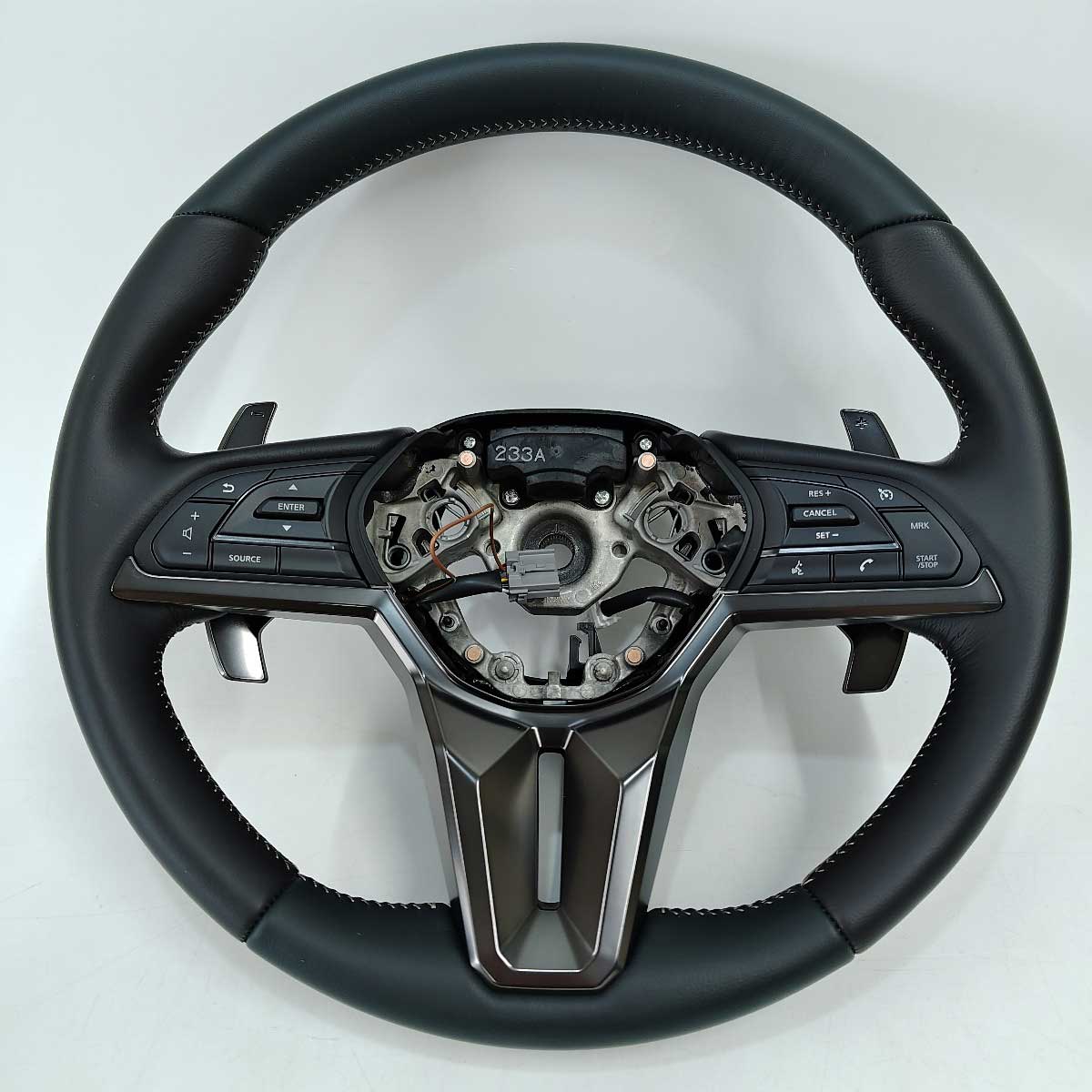 【中古・未使用品】日産 R35 GT-R GTR ステアリング 2024年式 プレミアムエディション 黒緑革ゴールドステッチ NISSAN 純正 新車外し 現行