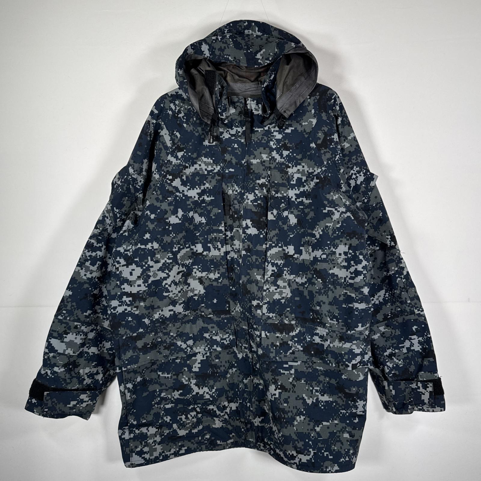 古着 ミリタリージャケット ECWCS GORE-TEX デジカモ デジタルカモフラ ゴアテックスパーカー 米軍　実物 X large long ネイビー メンズ
