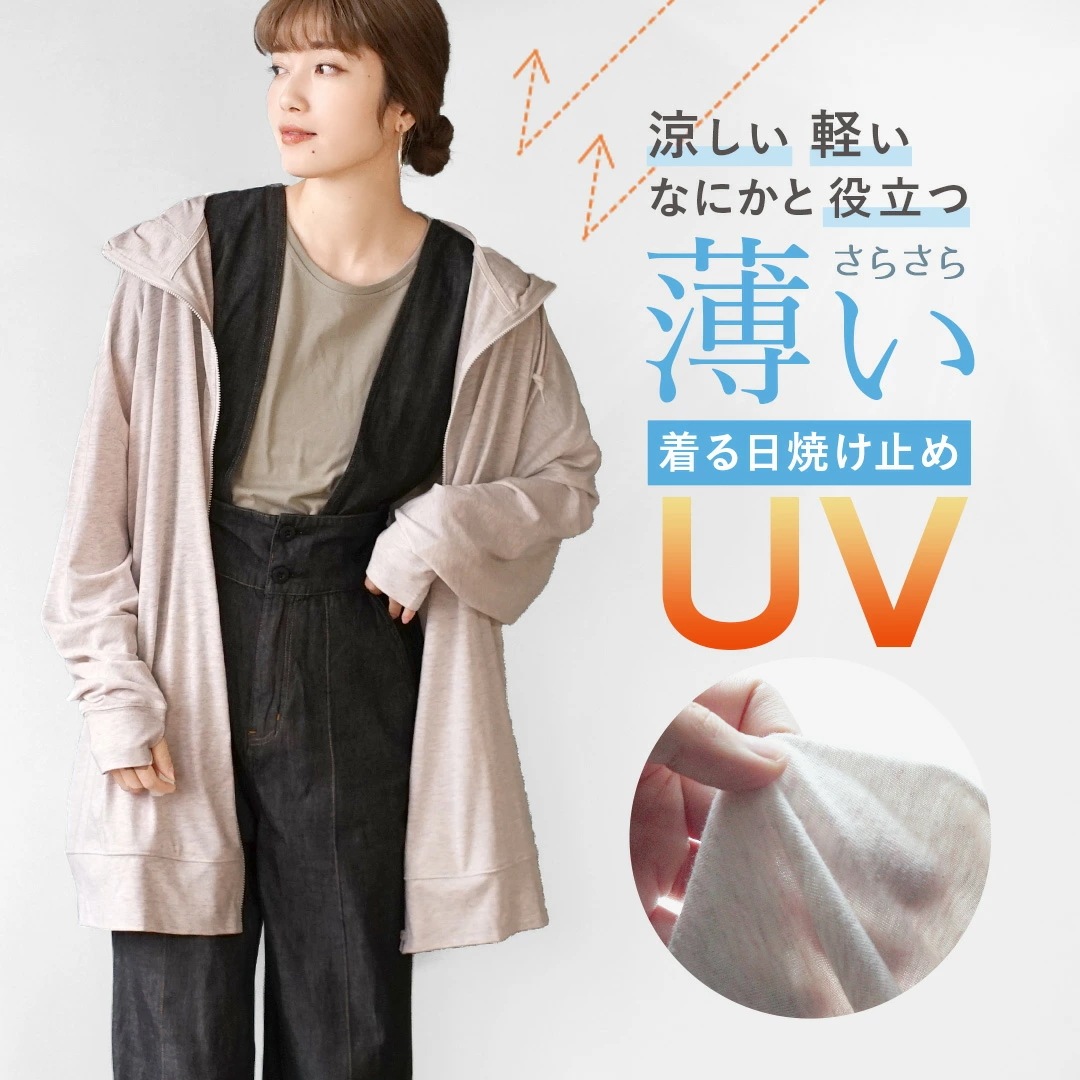 UVカット パーカー レディース トップス 羽織 羽織り ロング 上着 紫外線 UVケア 長袖 長そで 大きいサイズ ゆったり 春 【挑戦最安値あり】さらっと薄手で快適 UVカットロングパーカー