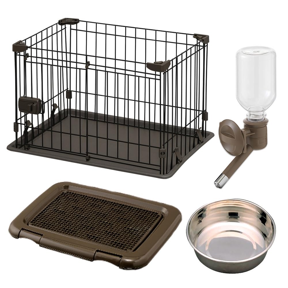 【Amazon.co.jp限定】 アイリスオーヤマ 犬 サークル 【全部入り犬用スターターセット】 システムサークル・トレーニングペットトレー・給水ボトル・ステンレス食器・お試しペットシーツ20枚