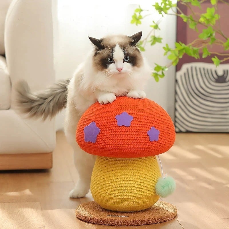 キャットタワー 28*34cm 猫 ねこ 麻縄 ペット用 おもちゃ 爪とぎ 爪とぎポール キノコタイプ おしゃれ 遊園地 ストレス発散 運動不足対策 猫用品 四適用 c-chongwu-9007-g