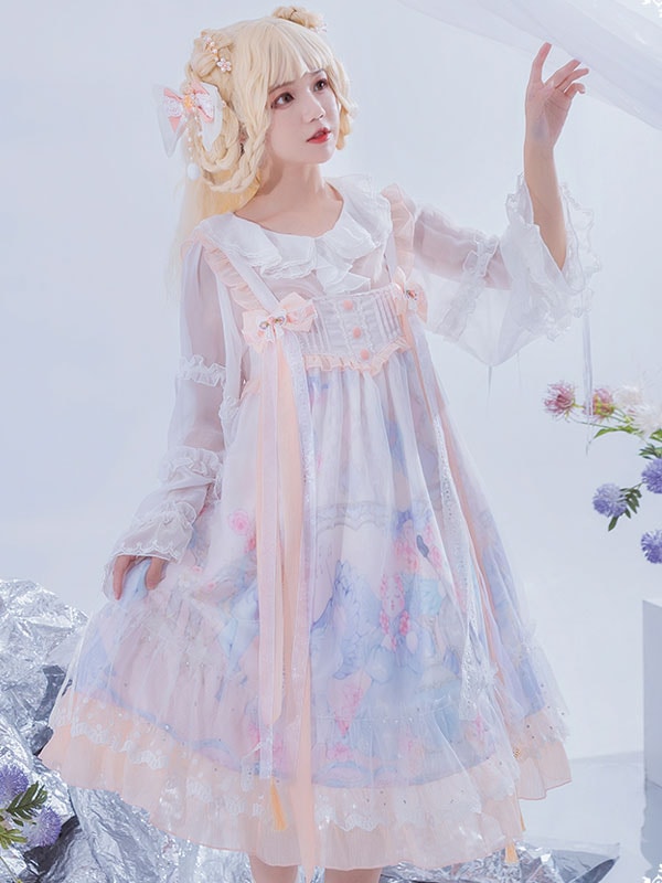 【短納期】中国ロリータJSKドレスバイオリン猫弓ロリータジャンパースカート