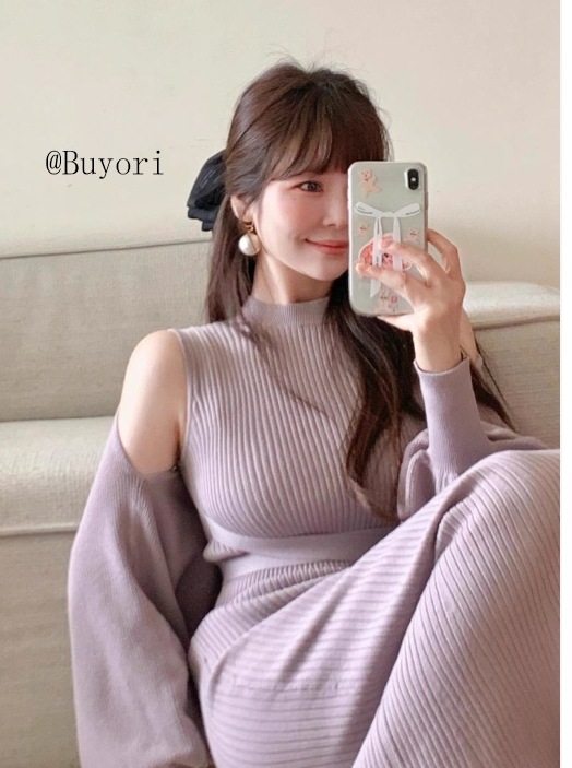 優雅な日本系の桜の妹の細身のニットの毛ペラチョリのスカートスカートは小太りですmm優しい風の純欲の気質のワンピース2点セット 7,919円