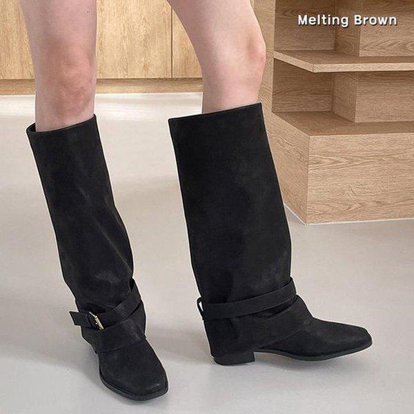 女性スエードロングブーツフォールディングブーツK89