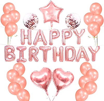 他サイト： 誕生日 風船Happy Birthday バルーン誕生日 パーティー 飾り付け JPHB7X (A-ローズゴールドキット)の商品画像