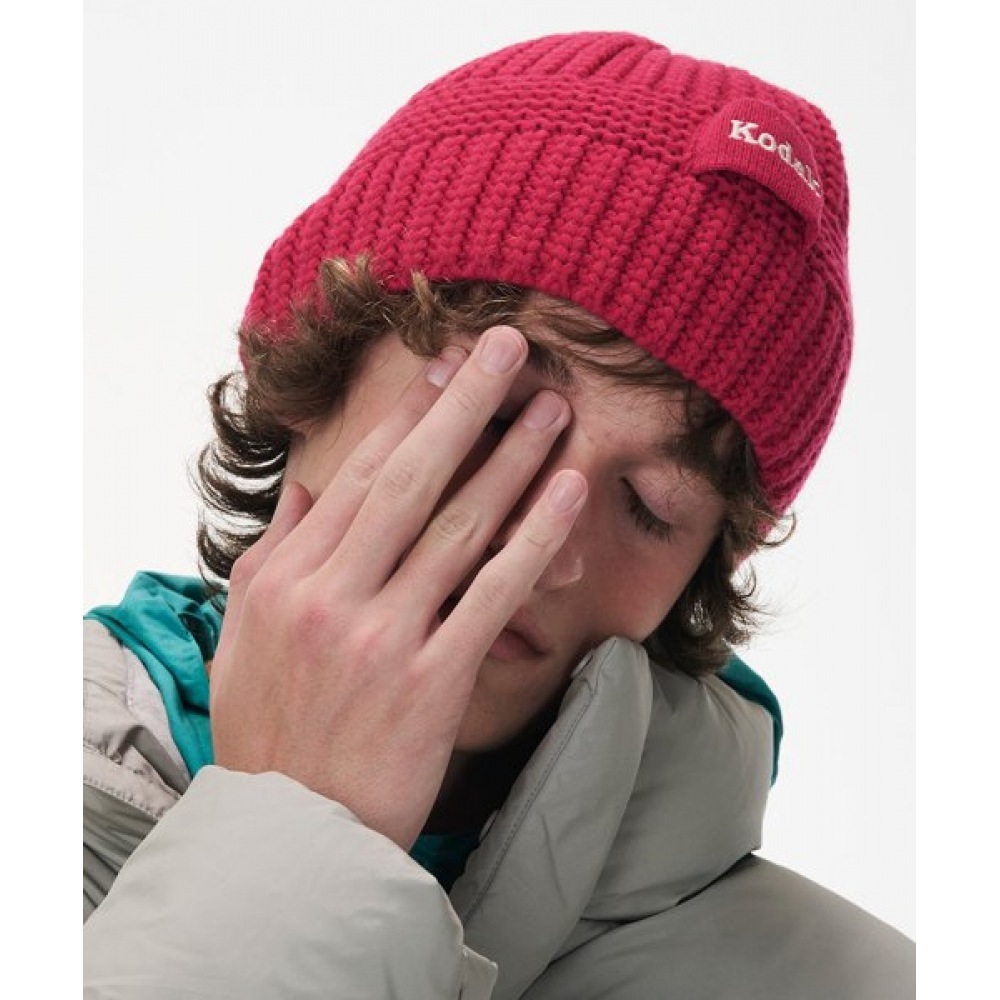 KODAK (コダック) レタリングニットバケットハットピンク
