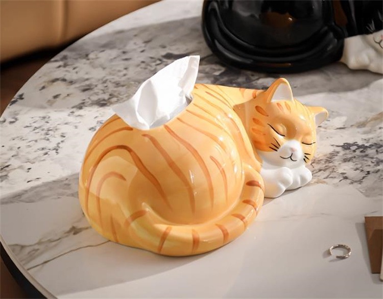 可愛い猫デザイン　ティッシュボックス　リビング置物　ティッシュ収納ケース