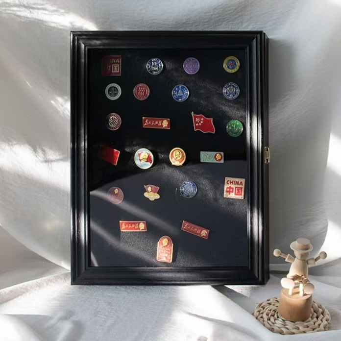 フリップバッジディスプレイメダルメダルメダルピンアンチ酸化ストレージ透過フォトフレームディスプレイフォトフレームコレクションディスプレイ