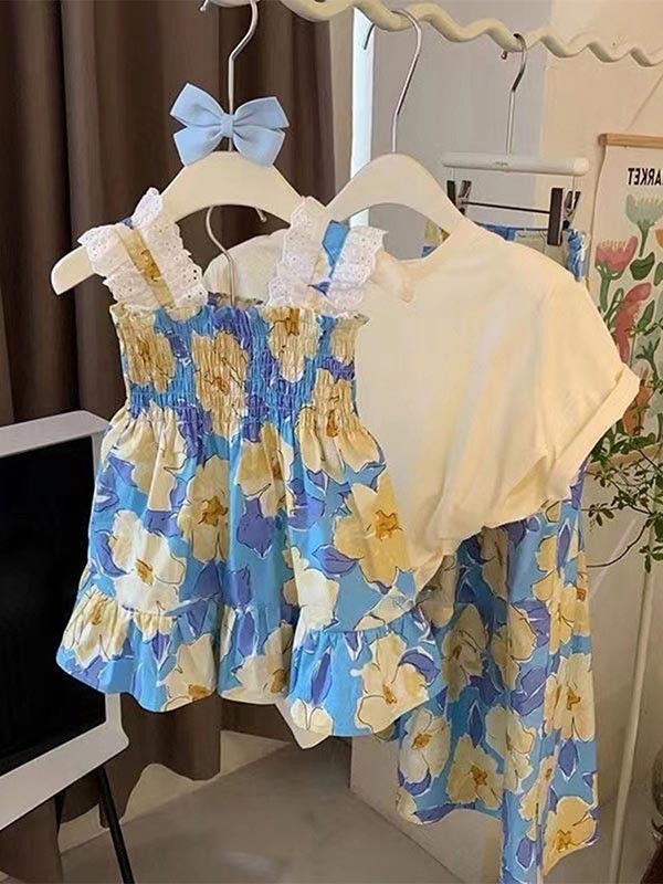 スカートロングスカート子供 花柄 夏 肩出し お揃い ワンピース 海デート 母 親子 海外旅行 可愛い 旅行 体型カバー ミモレ丈 女の子 韓国 ビーチ キッズ 子どもワンピース