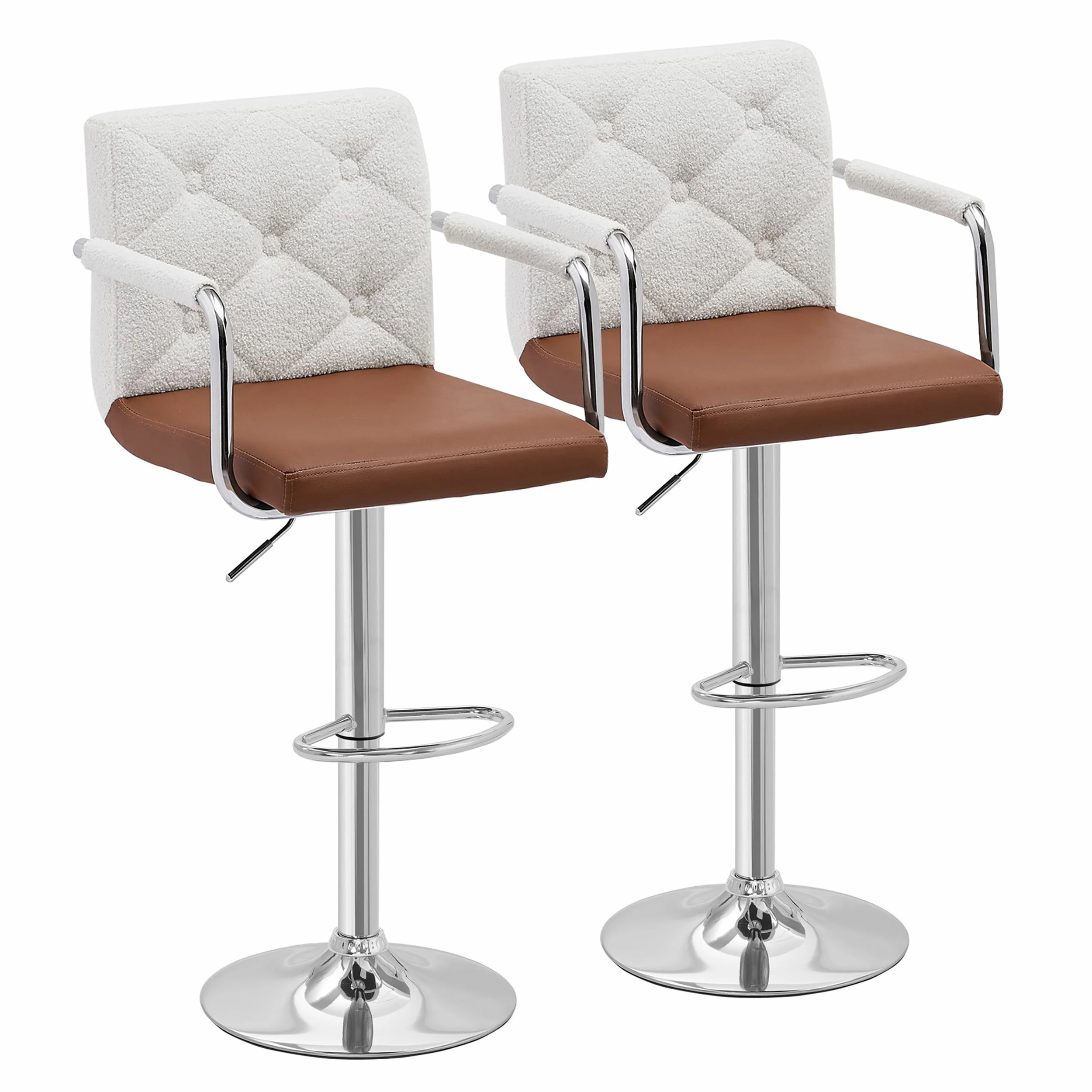 カウンターチェア バーチェア 椅子 ソフトレザー 昇降式 2脚セット ハイチェア フットレスト付き アーム付き ダイニング