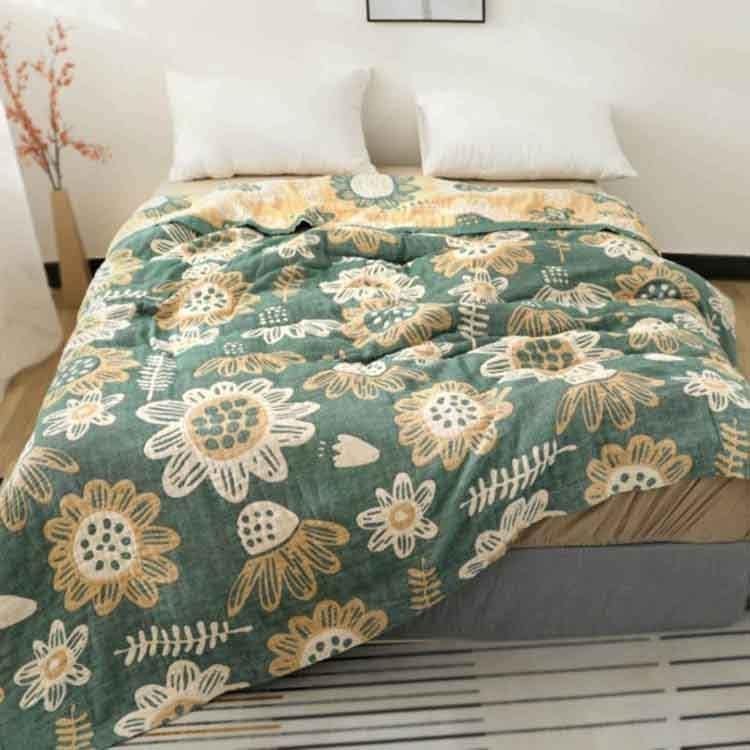 6重 ガーゼケット シングル綿100% お昼寝 洗える 夏用 花柄 夏 肌掛け おしゃれ 寝具 通気 吸水 吸汗柔軟 軽量 可愛タオルケット コットン ソファー 冷房対策
