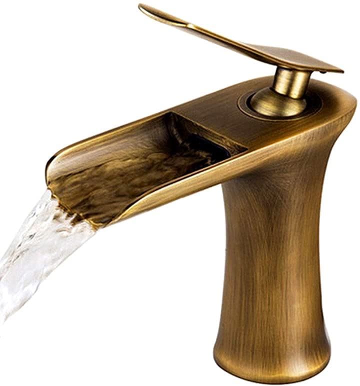 洗面用 アンティーク 蛇口 シングルレバー 手洗い鉢 立水栓 手洗いボウル 洗面台 SK220(黄銅)