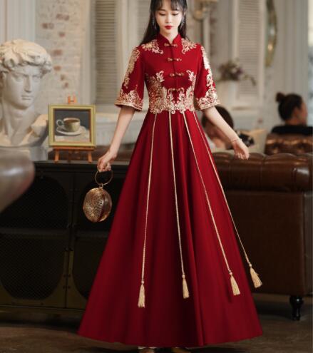 ロングドレス　チャイナドレス　パーティードレス　結婚式　花嫁　発表会　着瘦せ　披露宴　大きいサイズ