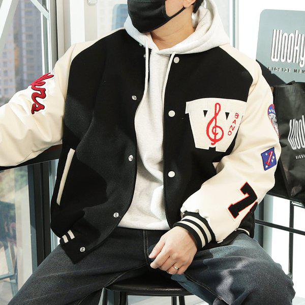 WWF メンズ ポイント キルティング裏地配色野球ジャンパー