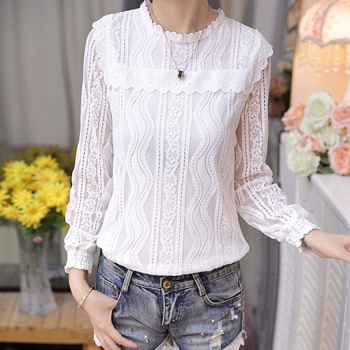 2081.フリル付きレーストップス(ホワイト)