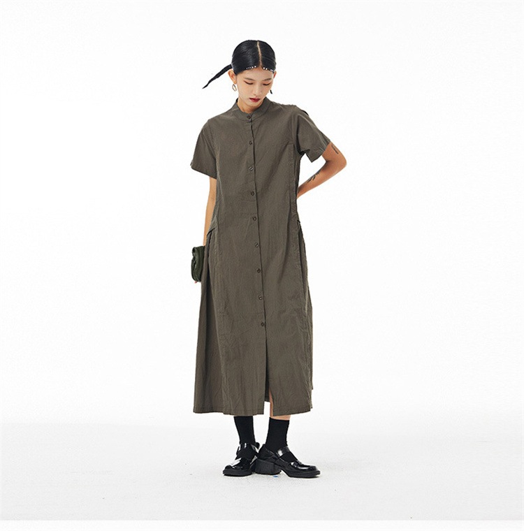早い者勝ち 2023夏 半袖 大きいサイズ 綿麻 ワンピース スリム 大振り カジュアル ロングスカート ピュアカラー ゆったりする