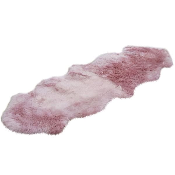 ムートンラグ 約55x160cm 2匹サイズ ピンク