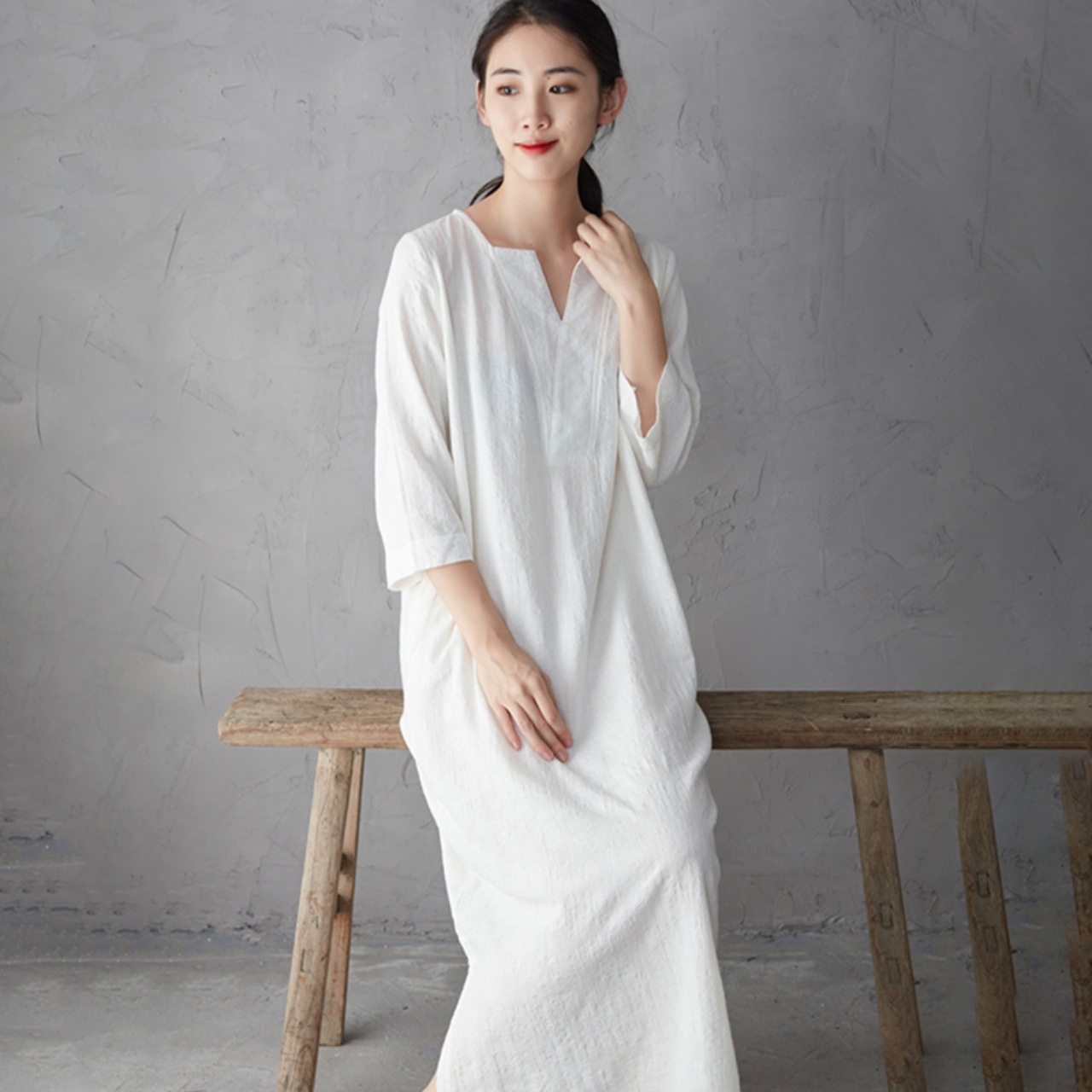 ワンピース スカート レディース プルオーバー ルーズ Vネック Aラインスカート 主役級 存在感 フォーマル とろみ感 抜け感 デート 長袖ドレス 女性 おしゃれ お洒落 可愛い 長袖 通学 学生