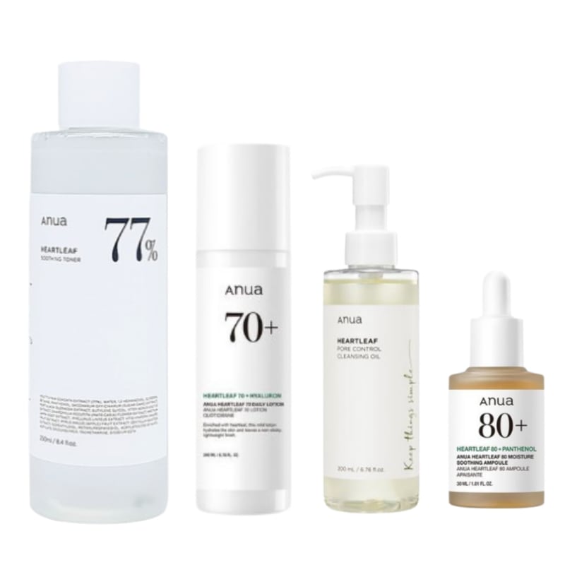 【ドクダミ4点セット】化粧水500ml＋乳液200ml＋鎮静アンプル30ml＋クレンジングオイル200ml/韓国スキンケアセット/Qoo10メガ割/敏感肌向けスキンケア/美容液鎮静トナー 韓国コスメ