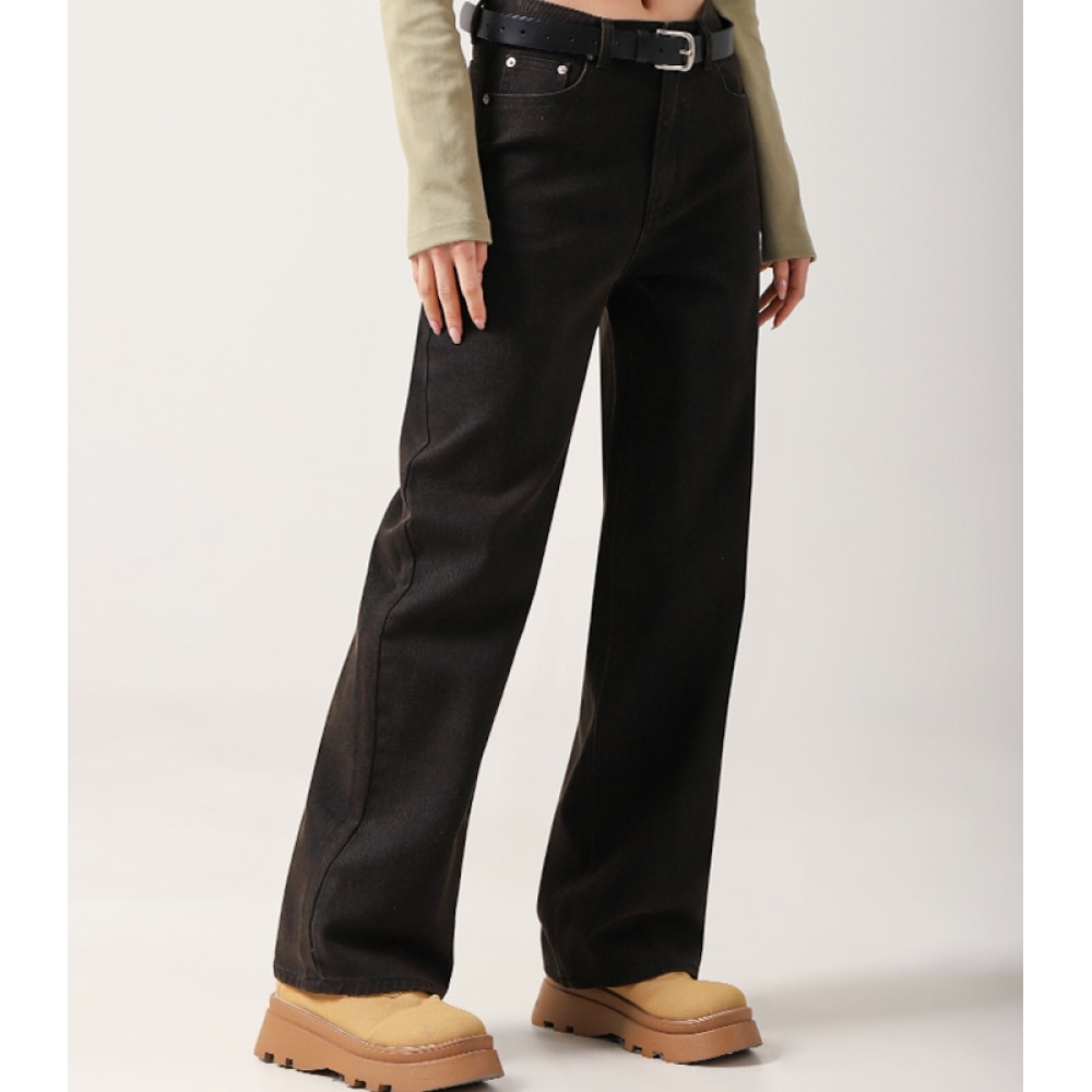 アヴァンドレスストレートワイドデニムパンツブラウン