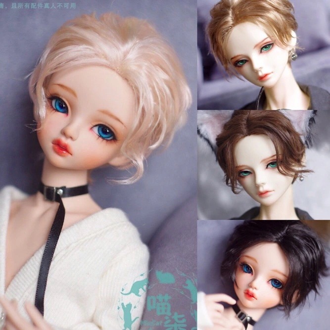 4色BJD人形用ウィッグ ドールウィッグ ショットヘア ミルク糸 幼SD/MSD/SDサイズ人形用
