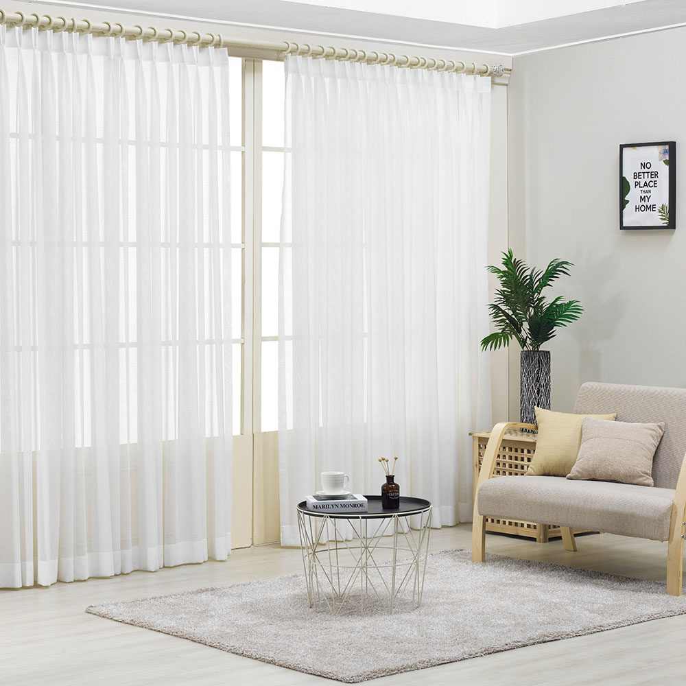 LINEN 3色 インレイカーテン / レイヤードカーテン / リネン / ホワイト