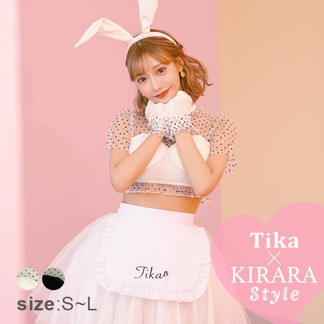 バニーガール コスプレ セクシー バニー 衣装 うさぎ 仮装 ハロウィン ブラック ホワイト ドット柄 メイド コスチューム セット ワンピース