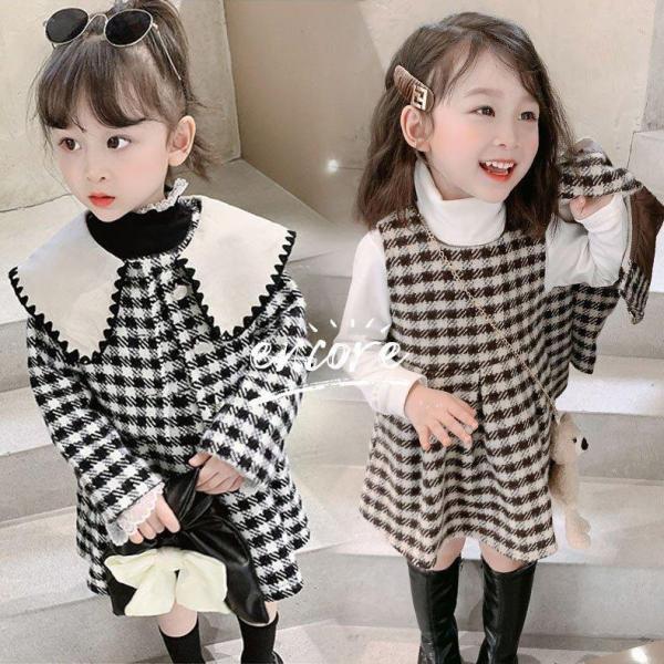 子供服 女の子 アップ 長袖 コート カジュアル キッズ 厚手 春秋冬 上下 チェック柄 おしゃれ 通学 卒業式 入学式 2色